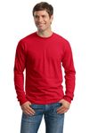 GILDAN Cotton Long Sleeve Tee Shirt, Color: Red, Size: Medium