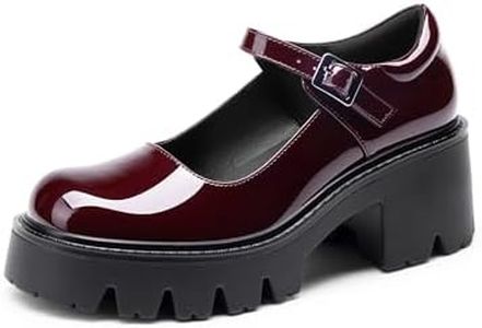 DREAM PAIRS Women's Mary Janes Shoes Platform Dress Low Heel Chunky Pumps Round Toe Ankle Strap Pumps Shoes Oxfords Esther,Size 9,Burgundy-Pat,SDPU2346