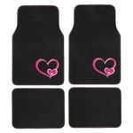 CAR+ PLUSHG1 Premium Quality Girl Pink Heart Design Floor Mat 4-Pieces Set