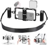 NEEWER Smartphone Video Rig with Neck Strap/Dual Handle/Lavalier Mic Clip Slot Compatible with SmallRig Video Recording Phone Cage Stabilizer for iPhone 15 Pro Max Galaxy S23 Pixel 8 Pro, PA009S