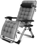 CHAIRQEW Patio Lawn Chairs Reclining for Heavy People Zero Gravity Outdoor Garden Beach Deck Sun Lounger Support200kg (Color : Silver)