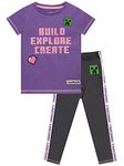 Minecraft Girls Top and Leggings Creeper Purple 14