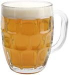 Homeprism Premium Glass Beer Mug - Transparent (570ml) | Mug with Handle Glass | Freezable Beer Glasses | Multipurpose Everyday Drinking Glasses | Cocktail Glasses (Design2 - Pack of 1)