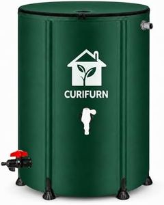 Curifurn 53Gal Collapsible Rain Barrel, Weatherproof Water Tank with Filter, Spigot & Overflow Kit (Reinforced Liner+Thickened Legs),Green