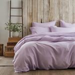 Tache 3 Piece Solid Light Lavender Lilac Purple Duvet Set, King