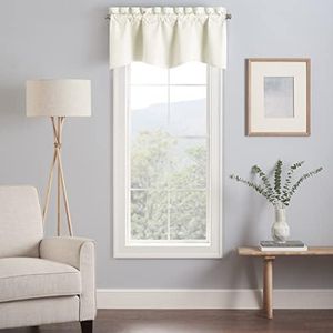 Eclipse Kendall Rideau de fenêtre festonné Moderne avec Passe-Tringle pour Cuisine ou Salle de Bain, 106,7 x 45,7 cm, Ivoire