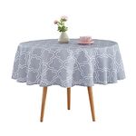 Qucover Round Tablecloth Grey Polyester Round Table Cloth Wipe Clean 150cm 60" Wrinkle Free and Stain Resistant Circle Table Cloth Wipeable for Dinning Tea Table