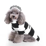 SMALLLEE LUCKY STORE Prison Dog Pet Costume Prison Pooch Costume for Dogs Stripes Shirt Halloween Costume Yorkie Clothes M