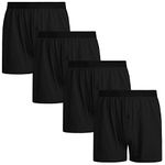 INNERSY Men's Knit Boxer Shorts 100 Percent Cotton Underwear Breathable Boxers 4-Pack(Black,Large)