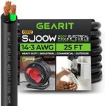 GearIT 14/3 14 AWG Portable Power Cable (25 Feet - 3 Conductor) SJOOW 300V 14 Gauge Electric Wire for Motor Leads, Portable Lights, Battery Chargers, Stage Lights and Machinery -25ft Electrical Cord