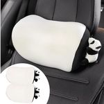 UINSUE Car Headrest Pillow 2PCS Plush Bear ＆ Bunny Car Seat Headrest Pillow - Memory Foam Neck Support Cushions for Comfortable Driving, Easy Install & Washable (Panda Black)