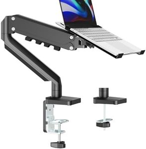 UPGRAVITY Laptop Mount, 2-in-1 Gas Spring Laptop Arm for 12"-17" Notebook/13-32 Computer Screen, Holds 3.3-17.6lbs, Full Motion Adjustable Laptop Desk Mount with Tray, Clamp-on and Grommet Base