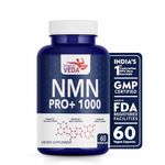 FITNESSVEDA NMN PRO+1000mg Truely Indian 99.9% Pure | Cellular Repair | Healthy Ageing | Improves NAD+ Support - 60 Capsules