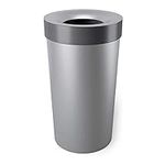 Umbra Vento Open Top 16.5-Gallon Kitchen Trash Large, Garbage Can for Indoor, Outdoor or Commercial Use, 16.5 Gallon, Grey/Steel