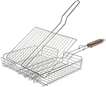 RUECAB - Grilles de Cuisson Barbecue et fumoir - Grille de Barbecue Double Ajustable,Grille Barbecue rectangulaire, Grille BBQ - Matière :Acier chromé - Dimensions :31 x 23cm - Panier Barbecue