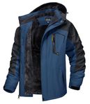 TACVASEN Mens Snow Jacket Rain Jackets for Men Waterproof Jacket Snowboarding Travel Walking Ski Snow Coat Winter Raincoats, Denim Blue, L