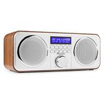 Audizio Novara Silver DAB Digital Radio Alarm Clock - Compact Shelf Stereo System with Clear Reception, DAB Radio, DAB Radio Alarm Clock, DAB Digital Radio Alarm Clock, Compact Shelf Stereo System