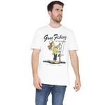 Cotton Soul Disney Goofy Mickey Mouse & Friends Goofy Gone Fishing Unisex T Shirt, White, Large