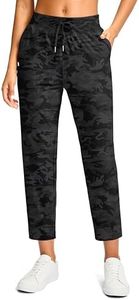 Petite Pants for Women Ankle Pants with 2 Pockets, Black Camo, XS, 26"