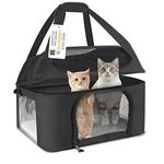 Bejibear Large cat Carrier for 2 Cats Small Dog, Oeko-TEX Certified Pet Carrier Soft Side Dog Carrier Bag Collapsible Travel Puppy Carrier, TSA Airline Approved Cat Carrier up to 20 Lbs (Black)