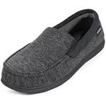 ULTRAIDEAS Men's Comfort Memory Foam Moccasin Slippers House Shoes Indoor Outdoor, Gift for Men, Breathable Soft Lightweight Knitted Slip-on for Men with Hard Rubber Sole (Knit Black, 10)