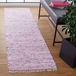 Safavieh Rag Rug Collection Runner Rug - 25 x 6 ft, Handmade, Boho Stripe, Cotton, Ideal for High Traffic Areas in the Living Room, Bedroom (RAR125E)