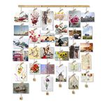 Love-KANKEI Wood Picture Photo Frame for Wall Decor, 26 x 29 Inch - with 30 Clips & Ajustable Twines - Collage Artworks Prints Multi Pictures Organizer & Hanging Display Frames - Memory