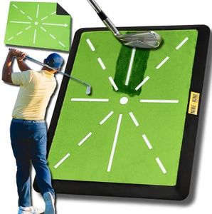 Golf Hitting Mat - Premium Swing Training Mat - Golf Swing Trainer for Path Detection, Fathers Day Golf Gifts -Upgraded 16"x12" with Replaceable Mat, NINE + NINE