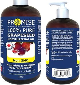 500ml (16oz) PURE GRAPESEED Oil, 100% Pure, Moisturizes & Nourishes Hair, Face and Skin, Cold Pressed + UV Protected, Non GMO, Made in Canada (Grapeseed, 500ml) (500ml)
