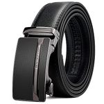 Mens Belt,BOSTANTEN Men's Leather Ratchet Dress Belt with Automatic Sliding Buckle Black