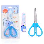 FunBlast Dino Stainless Steel Craft Scissor- Cute Kawaii Scissor with Safety Cover, Paper cutting scissors for art and craft work, Craft Scissors, Ideal for Scrapbooking, Paper Cutting, DIY (Blue)