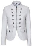 SMART RANGE Victory 8976 Ladies White Deluxe Military Parade Style Soft Real Nappa Leather Jacket (8 US / 12 UK)