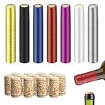 Waltool 190Pcs 7 Color PVC Heat Shrink Wine Capsules and #8 Natural Wine Corks, 60mm Wine Bottle Tops Shrink Wrap for Wine Cellars and Home Use