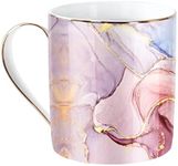 WAVEYU Ceramic Mug for Women, Coffee Water Mug Cup Marble Design with Handle for Home Office, Decorative Cute Coffee Tea Cup for Girls Teachers Colleagues, 14 oz, Pink Marble