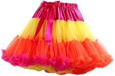 Honeystore Women's 3-Layered Tutu Dance Petticoat Pleated Mini Skirt, 16" Length Multicolour