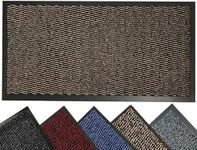 LENAK Door Mats - Entrance Mat Barrier Hallway Runner Kitchen Rug, Non-Slip Dirt Trapper Rubber Back Washable Floor Mat, Dust Grabbing Indoor Outdoor Doormats (Brown, 80x120cm)