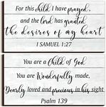 2 Pcs Wood Nursery Wall Decor for Girls Boys Baby Girl Room Decor for Nursery Christian Nursery Wall Art This Child I Have Prayed Bible Quote Wall Hanging Sign for Kids Home 12 x 6 Inch (Retro)