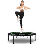 DARCHEN 400LBS Rebounder Trampoline for Adults, Indoor Mini Trampoline Silent Fitness Trampoline Small Bungee Rebounder Jumping Cardio Trainer Workout Exercise Workout with Handrail Bar [40 Inch]