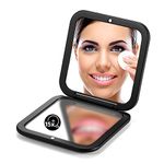 OMIRO Folding Compact Mirror, 1X/15X Magnification 3½” Pocket Size Square Hand Mirror for Travel Makeup (Black)