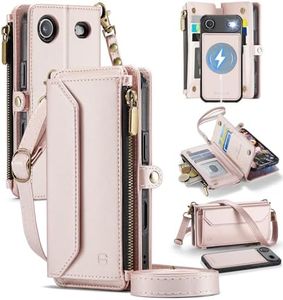 Strapurs for iPhone Air Detachable Wallet Case Compatible with Magsafe for Women, RFID Blocking 9-Card Holder Zipper Strap Lanyard PU Leather Magnetic Phone Case for iPhone 17 Air 6.5", Rose Gold