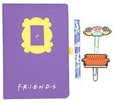 Friends - Stationery Supplies - Friends Merchandise & Stationary Sets - Notebook A5, Matching Pen, Silicone Paper Clips x 4 & Gift Box - Great Fun School Supplies & Office Accessories