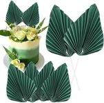 Gyufise 6Pcs Paper Palm Fan Cake Toppers Palm Spear Leaves Fan Cupcake Toppers Cake Insert Decorations Craft DIY Cake Bakeware Decoration for Birthday Party Wedding Party Decor Supplies Green