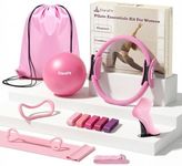 ElaraFit Home Pilates Ring and Ball Set for Women with 5 Resistance Bands 13 inch Magic Circle Workout Essentials Starter Kit for Beginners, Full Body Toning Shape Your Body with 15 Min Daily Routine