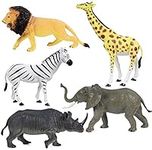 Click N' Play Jumbo 10.5”" Animal Figurine Playset, Assorted 5Piece Realistically Designed Wild Zoo, Safari, Jungle Plastic Animals for Kids & Toddlers