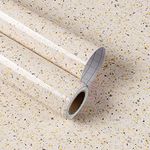 Elton Granite Self Adhesive Waterproof Contact Film Wallpaper for Countertops Cupboard Door, Almirah, Fridge, Tabletop, Wall, Floor Renovation Projects (16X144 Inch, Glossy Gold Granite,) - Solid