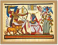 Wee Blue Coo Painting Ancient Egyptian Mural Pharaoh Queen Archery Arrow Bow Large Framed Art Print Poster Wall Decor 18x24 inch