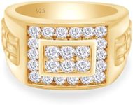 1.00 Carat (ctw) Round Cut Lab Growb Diamond Cluster Nugget Men's Wedding Band Ring In 14K Yellow Gold Plated 925 Sterling Silver Jewelry Ring Size-13