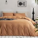 JELLYMONI Burnt Orange Duvet Cover Queen Size - 100% Washed Cotton Linen Like Textured Comforter Cover, 3 Pieces Breathable Soft Bedding Set with Zipper Closure (Burnt Orange, Queen 90"x90")