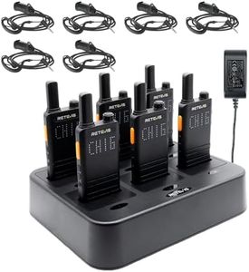 (3nd Gen RT22) Retevis B3H Walkie Talkies, Ultra Slim, 2 Way Radio with Earpiece, 6 Way Multi Unit Charger, 1620 mAh Battery, LED Display, Business Two Way Radio for Retail Store (6 Pack)