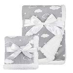 American Baby Company Heavenly Soft Chenille Sherpa Blanket Set, 3D Gray, for Boys & Girls